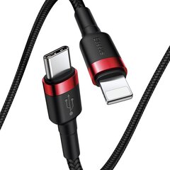Laadimiskaabel Baseus Cafule CATLKLF-91 USB-C -> 18W / PD 2.0 / 100 cm, must ja punane hind ja info | Mobiiltelefonide kaablid | kaup24.ee