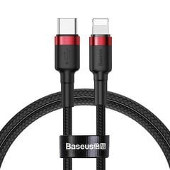 Laadimiskaabel Baseus Cafule CATLKLF-91 USB-C -> 18W / PD 2.0 / 100 cm, must ja punane hind ja info | Mobiiltelefonide kaablid | kaup24.ee