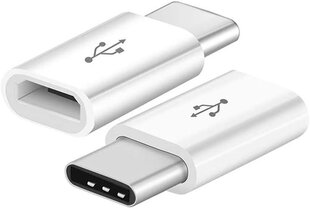 Универсальный Адаптер Fusion Micro USB к USB Type-C (USB-C), белый цена и информация | Адаптер Aten Video Splitter 2 port 450MHz | kaup24.ee