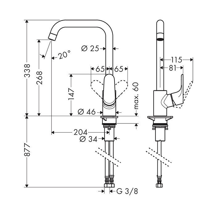 Hansgrohe Focus M41 köögisegisti, Matt Black, 31820670 цена и информация | Köögisegistid | kaup24.ee