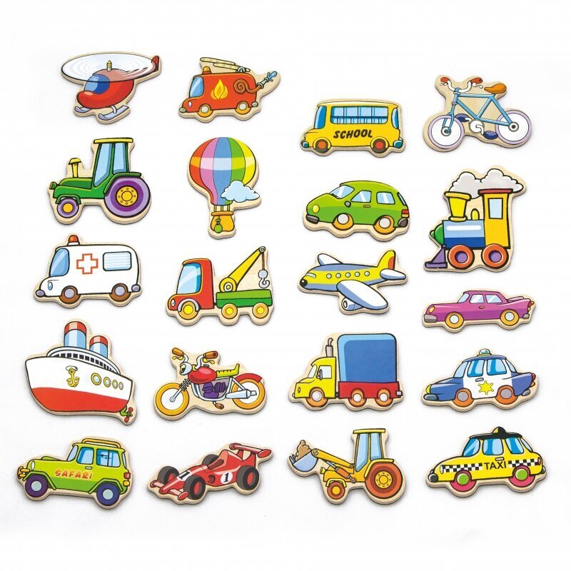Puidust magnetikomplekt "Sõidukid", Viga hind ja info | Imikute mänguasjad | kaup24.ee