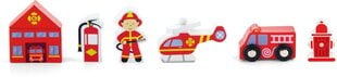 Puidust kujukeste komplekt "Tuletõrjuja", Viga, 6 tk hind ja info | Poiste mänguasjad | kaup24.ee