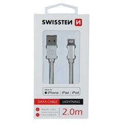 Кабель для зарядки и переноса данных Swissten (MFI) Textile Fast Charge 3A Lightning (MD818ZM/A), 2.0 м, серебряный цена и информация | Swissten Бытовая техника и электроника | kaup24.ee