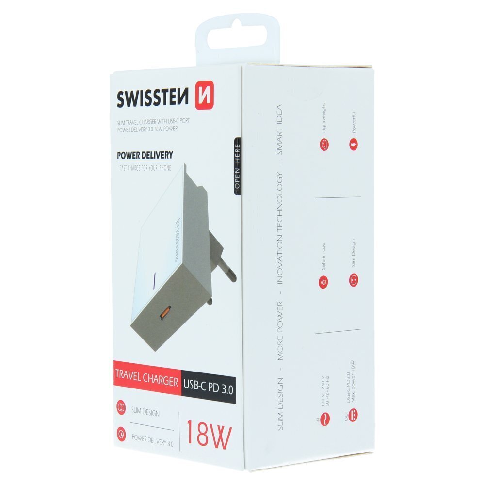 Swissten Premium 18W Travel Charger USB-C цена и информация | Mobiiltelefonide laadijad | kaup24.ee