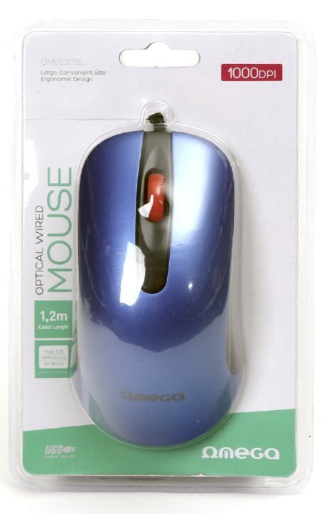 Omega OM-520 Computer Mouse with / 1000 DPI / USB / Blue hind ja info | Hiired | kaup24.ee