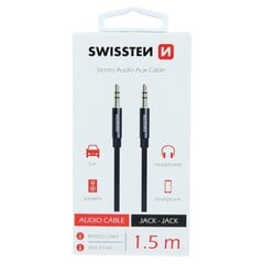 Swissten Textile Premium AUX Cable 3.5 mm -> 3.5 mm 1.5m Black hind ja info | Kaablid ja juhtmed | kaup24.ee