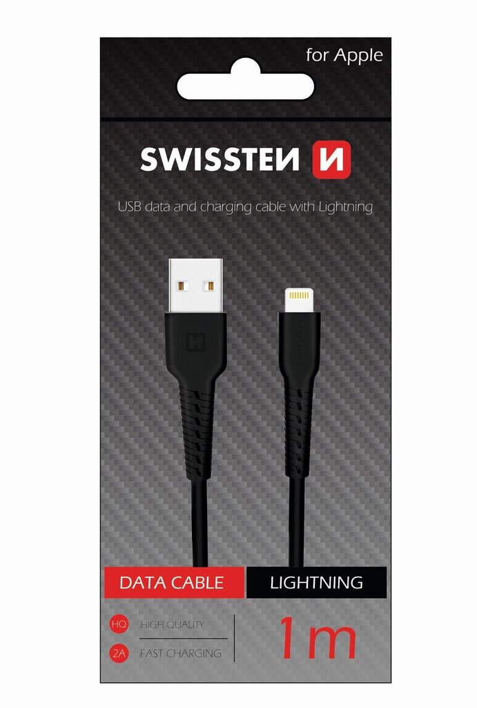 Swissten Basic Fast Charge 3A Lightning (MD818ZM/A) Data and Charging Cable 1m Black цена и информация | Kaablid ja juhtmed | kaup24.ee