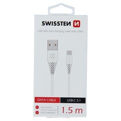 Универсальный кабель данных Swissten Basic Quick Charge USB-C USB, 1.5 м, белый цена и информация | Кабели для телефонов | kaup24.ee