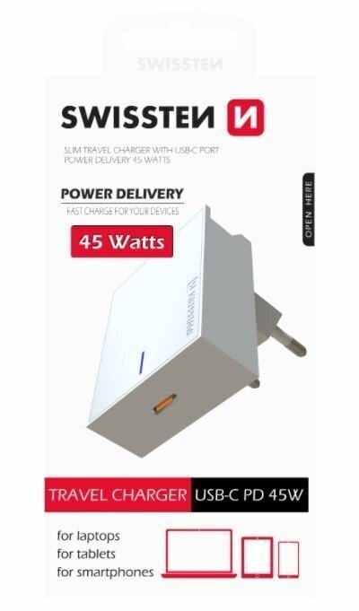 Swissten Premium SW-USBCPD45W-W hind ja info | Mobiiltelefonide laadijad | kaup24.ee