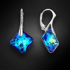 Naiste hõbedased kõrvarõngad DiamondSky „Shimmer (Bermuda Blue)“ Swarovski kristallidega hind ja info | Kõrvarõngad | kaup24.ee