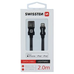 Swissten (MFI) Textile Fast Charge 3A Lightning (MD818ZM/A) Data and Charging Cable 2.0m Black hind ja info | Mobiiltelefonide kaablid | kaup24.ee