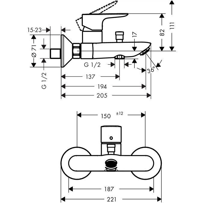 Hansgrohe Talis E vannisegisti, Matt Black, 71740670 цена и информация | Vannitoa segistid | kaup24.ee