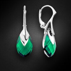 Naiste hõbedased kõrvarõngad DiamondSky "Baroque II (Emerald Light Chrome)" Swarovski kristallidega цена и информация | Серьги | kaup24.ee