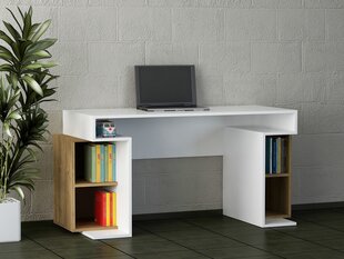 Письменный стол с полками Monument, белый/коричневый цена и информация | Компьютерные, письменные столы | kaup24.ee
