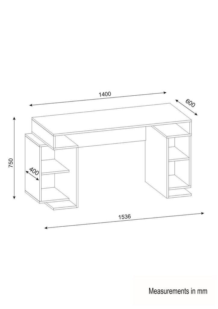 Kirjutuslaud riiulitega Monument, valge/pruun цена и информация | Arvutilauad, kirjutuslauad | kaup24.ee
