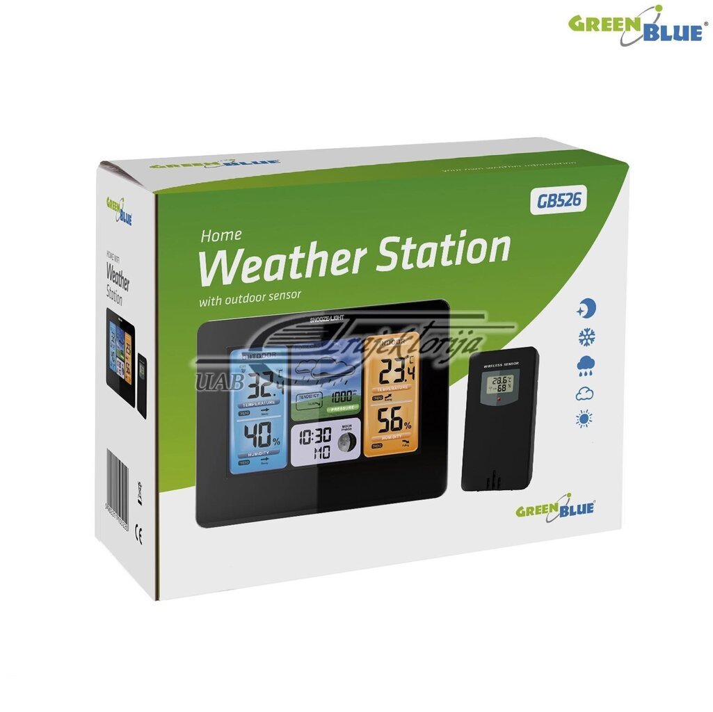 Juhtmevaba värviline ilmajaam GreenBlue DCF süsteemiga (GB526) hind ja info | Ilmajaamad, termomeetrid | kaup24.ee