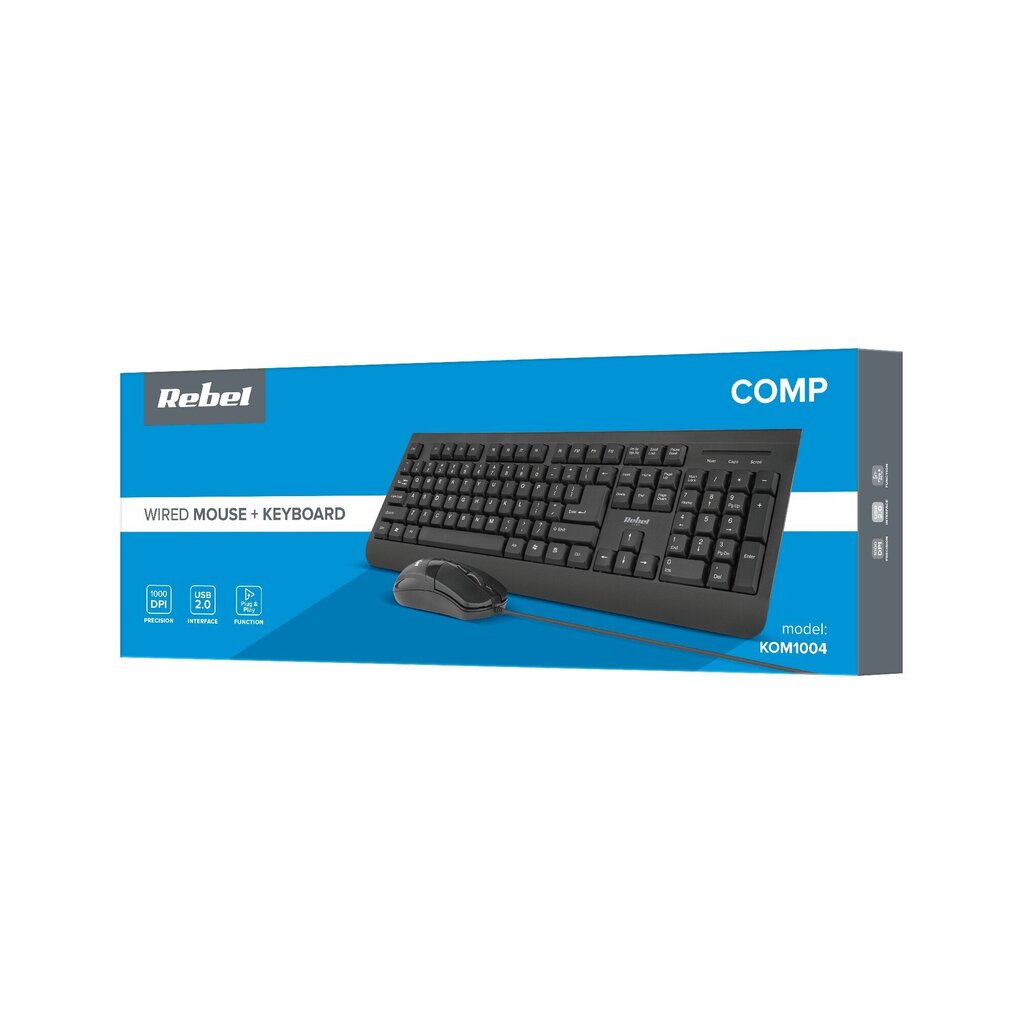 Rebel WDS100 Set Keyboard + Mouse Black (ENG) hind ja info | Klaviatuurid | kaup24.ee