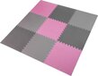 Kaitsev põrandamatt One Fitness 60x60x1 cm, 9 tk, roosa/hall hind ja info | Trenažööride tarvikud | kaup24.ee