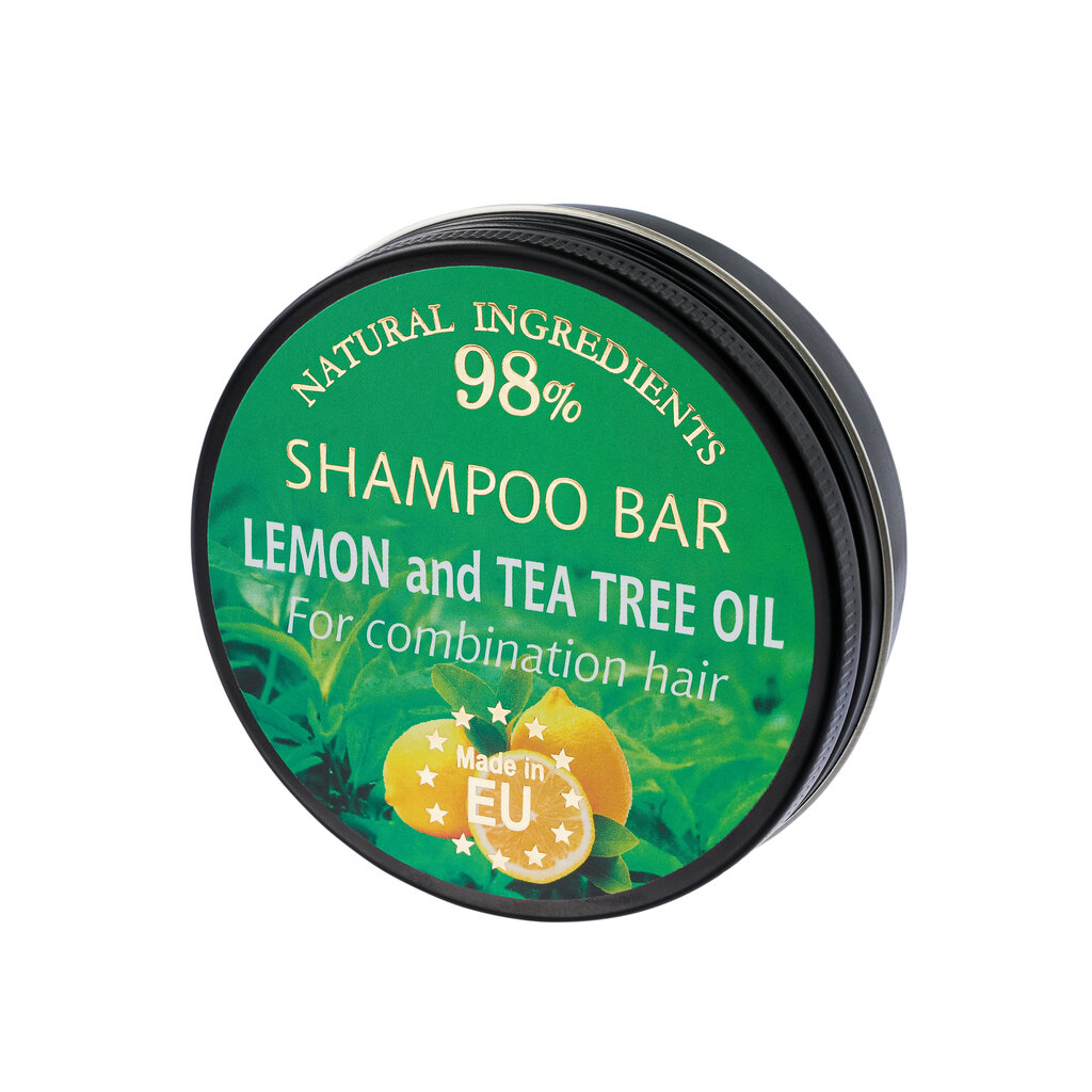 Tahke šampoon "Lemon and tea tree" (in aluminium jar) Saules Fabrika, 60g hind ja info | Šampoonid | kaup24.ee