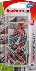 дюбеля и шурупы Fischer duopower дюбеля и шурупы 18 штук (5 x 25 mm) цена и информация | Для укрепления | kaup24.ee