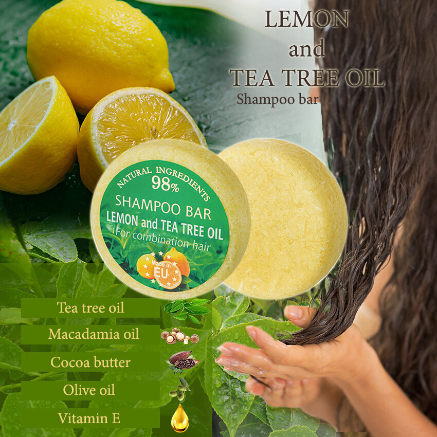 Tahke šampoon Lemon & Tea Tree Saules Fabrika, 60 g hind ja info | Šampoonid | kaup24.ee