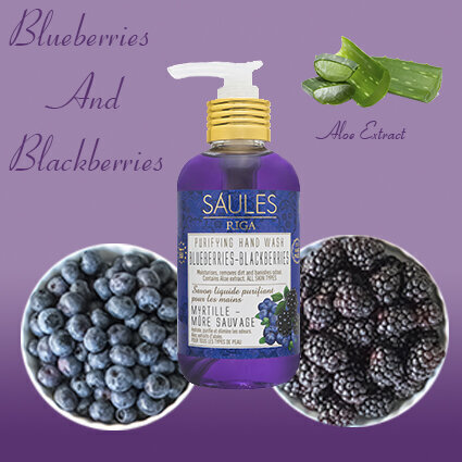 Kinkekomplekt (Dušigeel 200ml + Vedelseep käte 200ml) Blueberries-Blackberries Saules Fabrika цена и информация | Dušigeelid, õlid | kaup24.ee