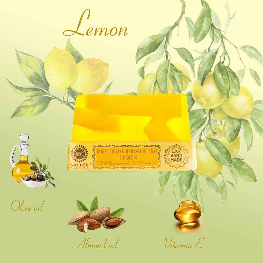 Kinkekomplekt (Suhkrukoorija 250g + Kehajogurt 200g + Massaažiõli 200ml + Glütseriinseep 80g) Lemon Saules Fabrika hind ja info | Kehakoorijad | kaup24.ee