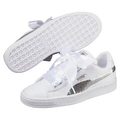 Tüdrukute vabaajajalatsid Puma Basket Heart Bling Jr, valge цена и информация | Детская спортивная обувь | kaup24.ee