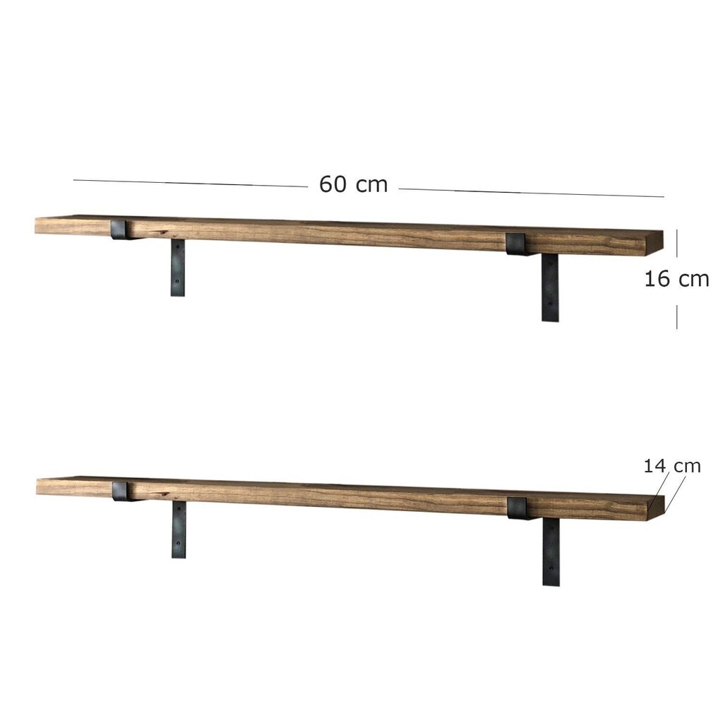 2-riiuli komplekt LAM006, pruun/must hind ja info | Riiulid | kaup24.ee