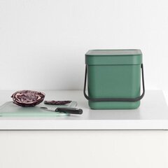 Brabantia контейнер для пищевых отходов Sort&Go, 6 л, зеленый цена и информация | Мусорные баки | kaup24.ee