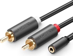 UGREEN 2 x RCA -kaabel, 3,5 mm, 3 m, must, AV102 цена и информация | Кабели и провода | kaup24.ee