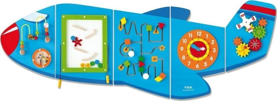 Multifunktsionaalne puidust seinale kinnitatav mäng "Lennuk" hind ja info | Imikute mänguasjad | kaup24.ee