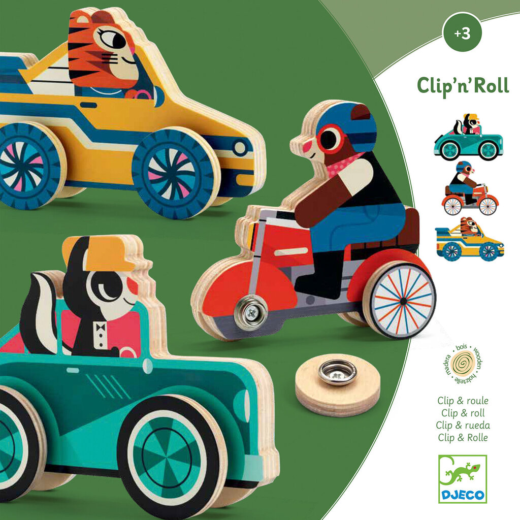 Puidust mängud Clipacar, Djeco DJ01673 hind ja info | Arendavad mänguasjad | kaup24.ee