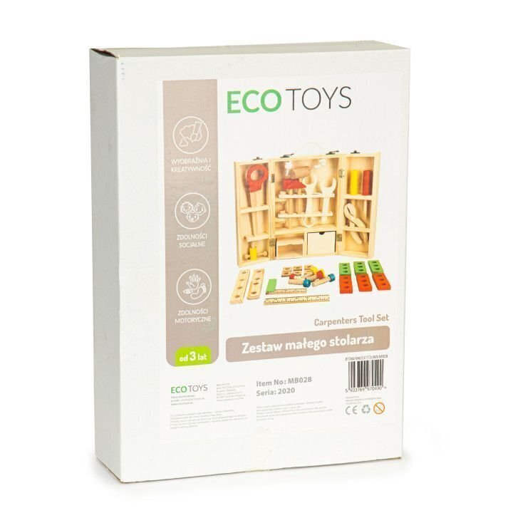 Puidust tööriistakomplekt kastis EcoToys XXL, 10 tk hind ja info | Poiste mänguasjad | kaup24.ee