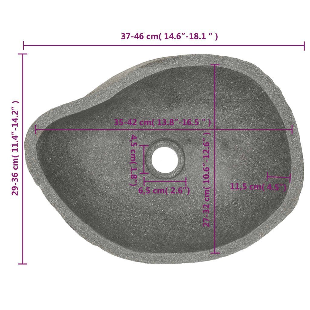 Valamu, 40 x 15 cm, jõekivi, ovaalne hind ja info | Kraanikausid, valamud | kaup24.ee