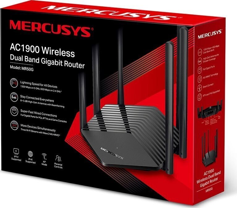 Mercusys Dual-Band Router MR50G 802.11ac, 600+1300 Mbit hind ja info | Ruuterid | kaup24.ee