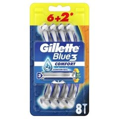 Одноразовые бритвы Gillette Blue3 6+2 шт цена и информация | Косметика и средства для бритья | kaup24.ee