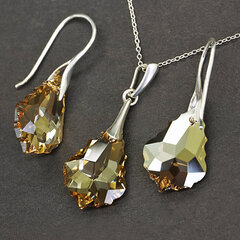 Hõbedane Swarovski kristallidega ehtekomplekt DiamondSky "Baroque IV (Golden Shadow)" hind ja info | Ehete komplektid | kaup24.ee