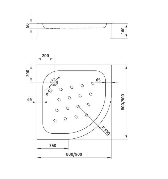 Poolringikujuline dušikabiin Deante Funkia alusega 80x80, 90x90 cm, black mat hind ja info | Dušikabiinid | kaup24.ee