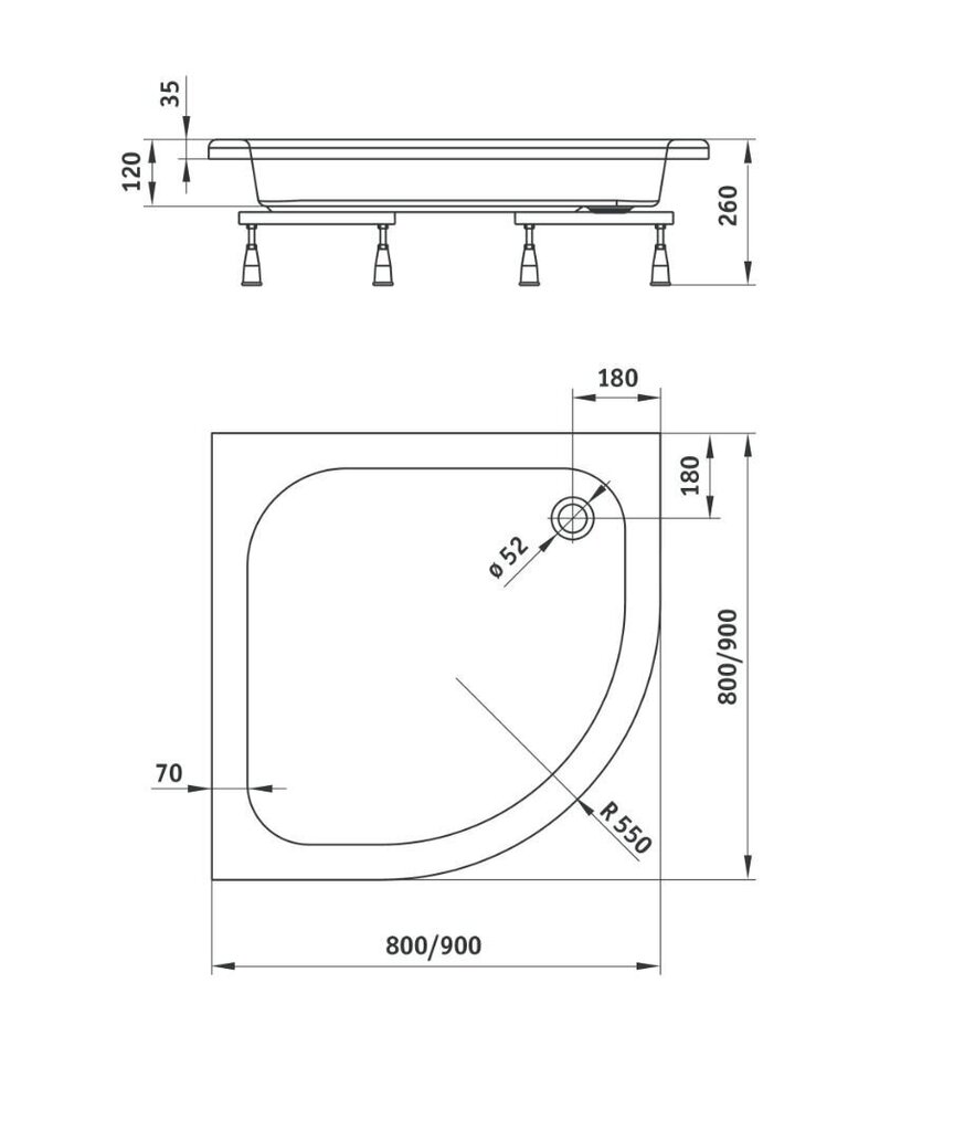 Dušialus Deante Standard Plius II viimistlusega 80x80, 90x90 cm hind ja info | Dušialused | kaup24.ee