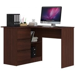 Письменный стол NORE B16, левый вариант, темно-коричневый цена и информация | Компьютерные, письменные столы | kaup24.ee