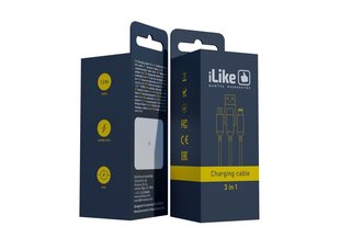 iLike CCI02BE Плетеной веревки прочный USB 3в1 Кабель USB на Micro USB / Lightning / Type-C 1m Синий цена и информация | Кабели для телефонов | kaup24.ee