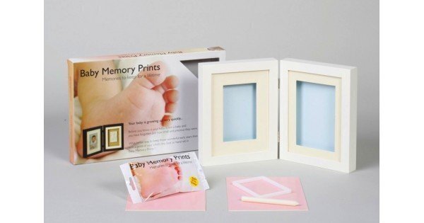 Topelt pildiraam beebi jäljendiga Baby Memory Print, valge цена и информация | Imikute käe- ja jalajäljendid | kaup24.ee