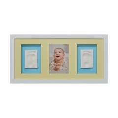 Kolmekordne pildiraam beebi jäljendiga Baby Memory Print, valge hind ja info | Imikute käe- ja jalajäljendid | kaup24.ee