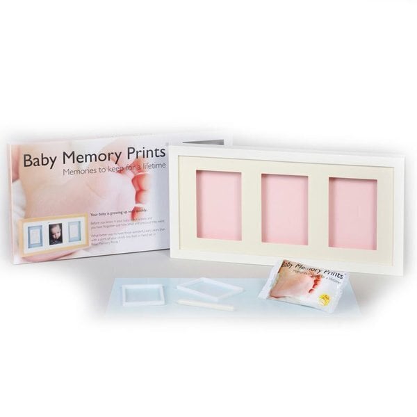 Kolmekordne pildiraam beebi jäljendiga Baby Memory Print, valge цена и информация | Imikute käe- ja jalajäljendid | kaup24.ee