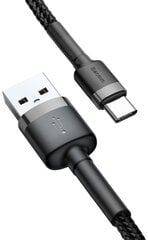 USB кабель Baseus Cafule Type-C 1.0m 3A серый-черный CATKLF-BG1 цена и информация | Borofone 43757-uniw | kaup24.ee