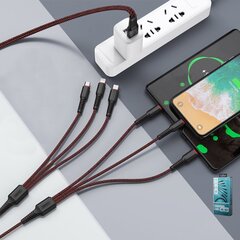6 in1 laadimiskaabel "Remax RC-153" USB / tüüp C + 2 x Lightning, 2 x mikro-USB topeltkaabel telefonile, 1m + 2m, 5A, must цена и информация | Кабели для телефонов | kaup24.ee