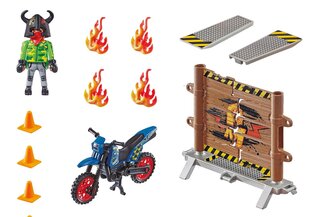 70553 PLAYMOBIL® Stuntshow Show Motocross with Fiery Wall цена и информация | Конструкторы и кубики | kaup24.ee