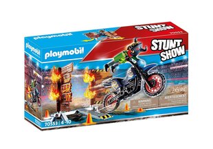 70553 PLAYMOBIL® Stuntshow Show Motocross with Fiery Wall цена и информация | Конструкторы и кубики | kaup24.ee