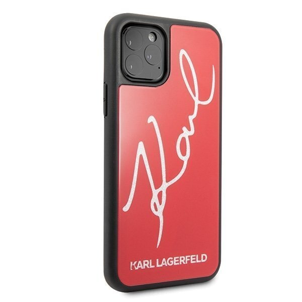 Telefoniümbris Karl Lagerfeld KLHCN58DLKSRE iPhone 11 Pro red hard case Signature Glitter hind ja info | Telefoni kaaned, ümbrised | kaup24.ee